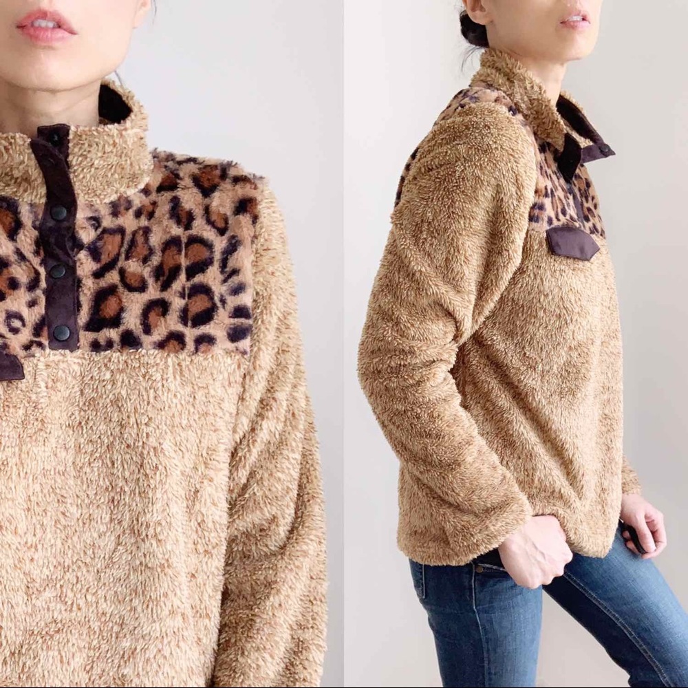 LEOPARD SHERPA PULLOVER - Picture 3 of 4